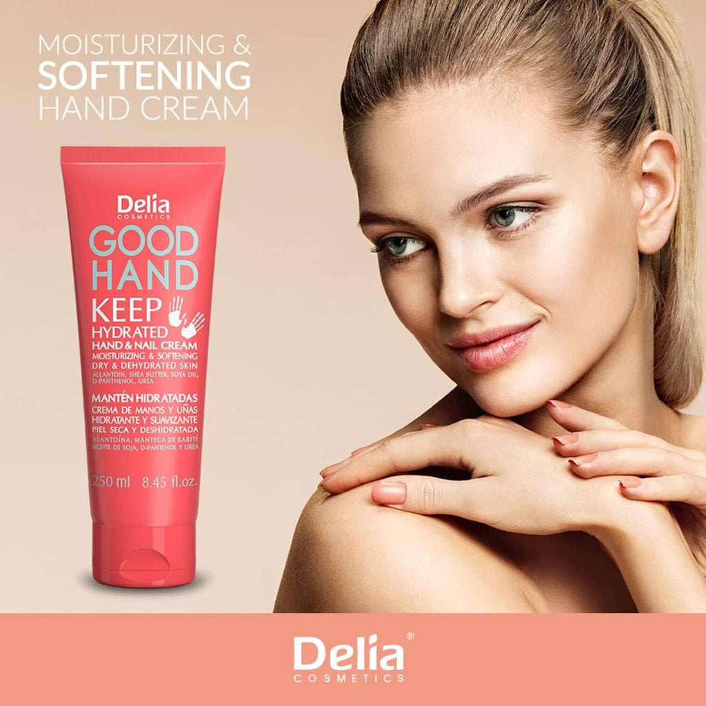 Good Hand Cream - Keep Hydrated Hand and Nail Cream - Moisturising and Softening - Shea Butter & Soya Oil - for Dehydrated, Dry Skin - 250 ml delia