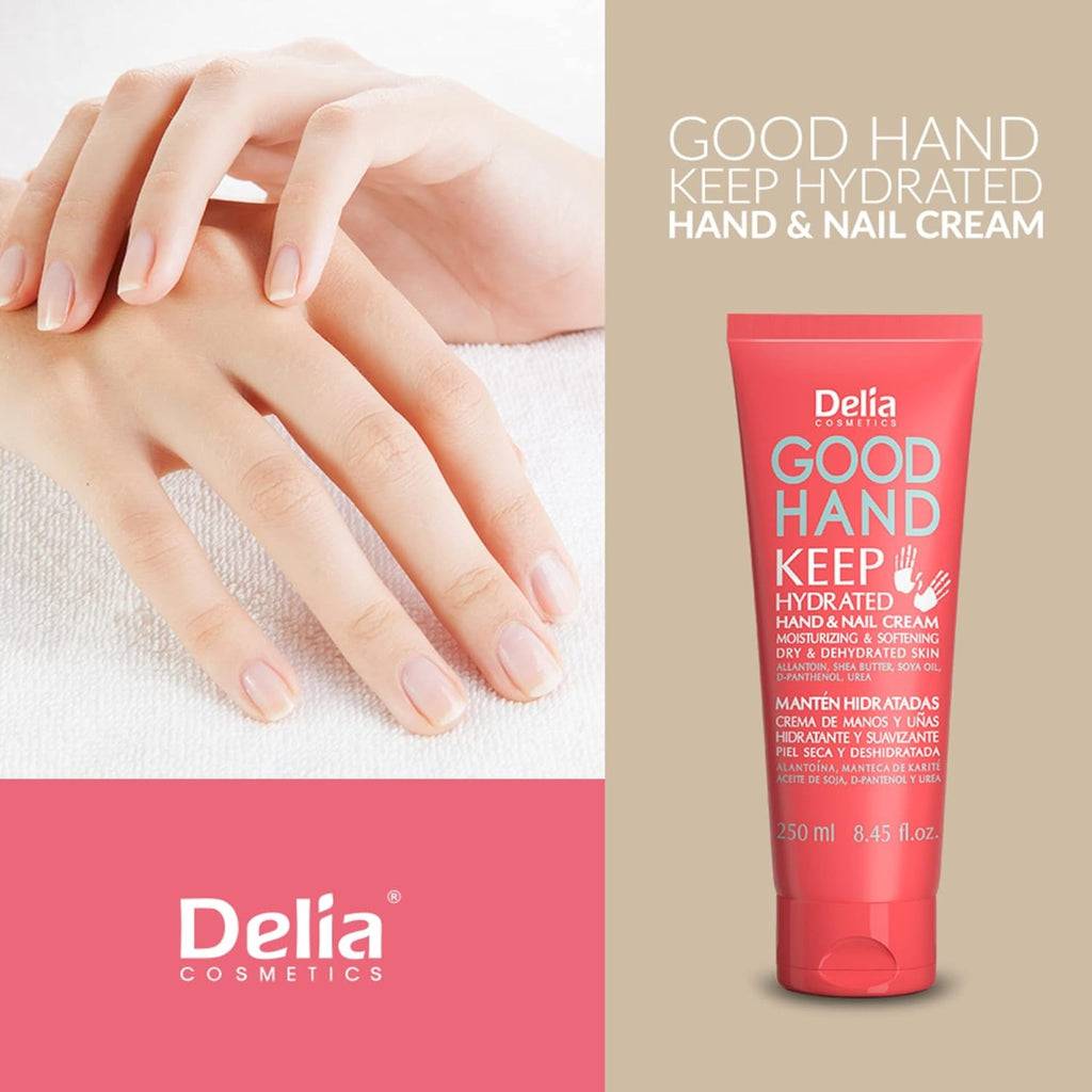 Good Hand Cream - Keep Hydrated Hand and Nail Cream - Moisturising and Softening - Shea Butter & Soya Oil - for Dehydrated, Dry Skin - 250 ml delia