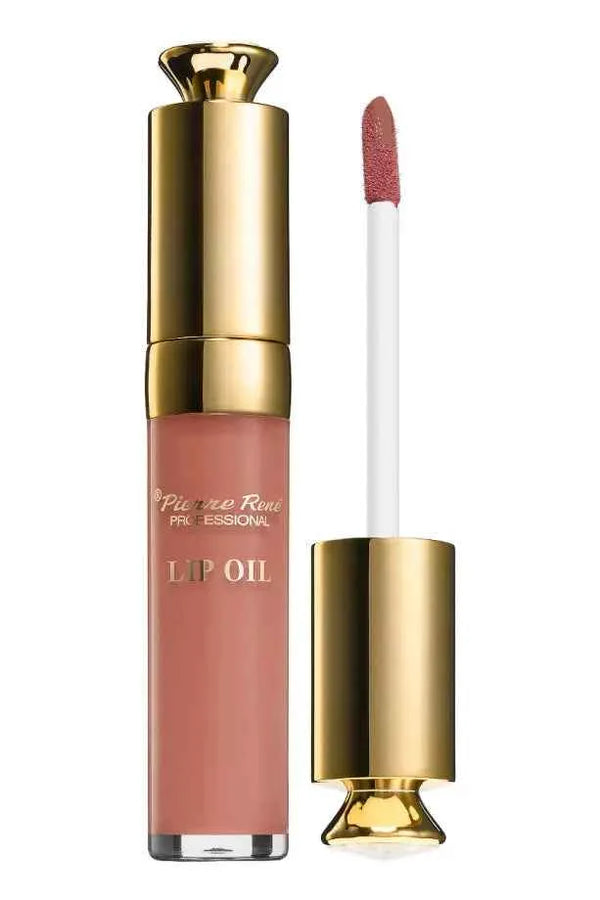 Pierre Rene Vintage Rose Lip Oil with nourishing formula and chic gold cap, perfect for luxurious lip care.